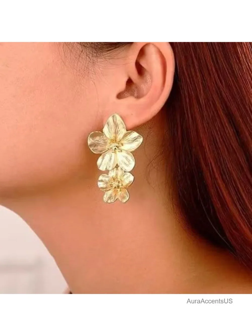 Chunky Statement Earrings for Women, Large Flower Ginkgo Leaf Drop Dangle